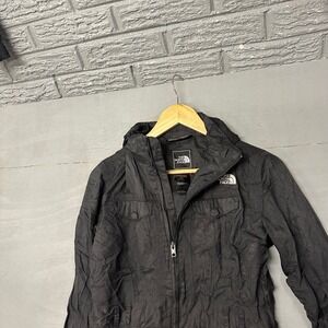 The North Face HyVent Parka Jacket Womens Black Hooded Long Rain Coat Waterproof